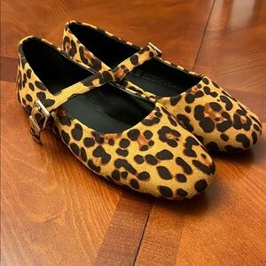 Mary Janes Leopard Ballet Flats Size 9